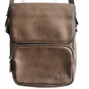 Tony Perotti Coffee Leather Crossbody Bag EUC